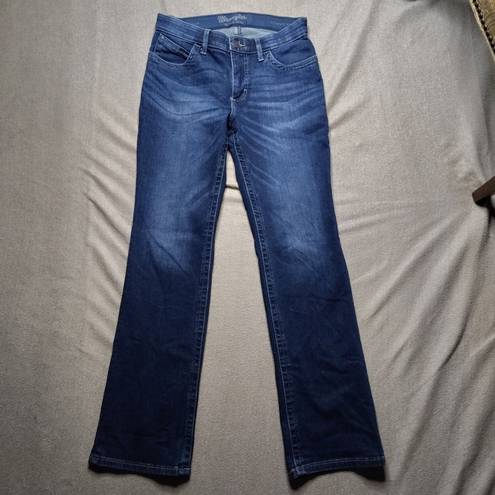 Wrangler Willow Riding Jeans Fitted Seat Higher Back Dark Wash Denim 7x32 - Picture 2 of 7